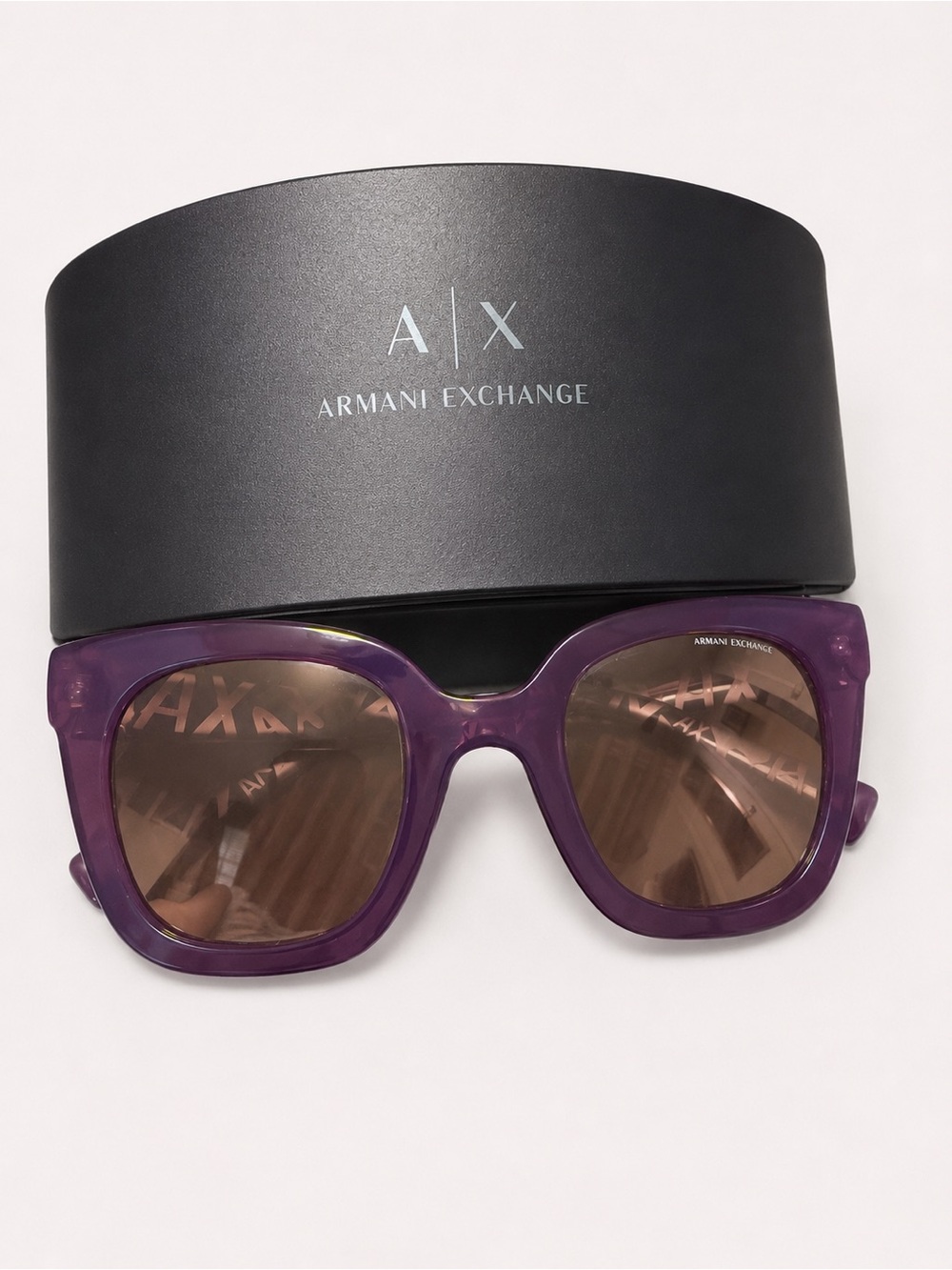 Armani Exchange Purple Frame Sunglasses with Brown Lenses